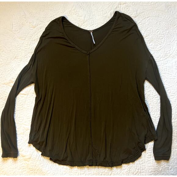 Free People Moonshine Olive Green Long Sleeve Oversized Tunic Size XS - Picture 2 of 5